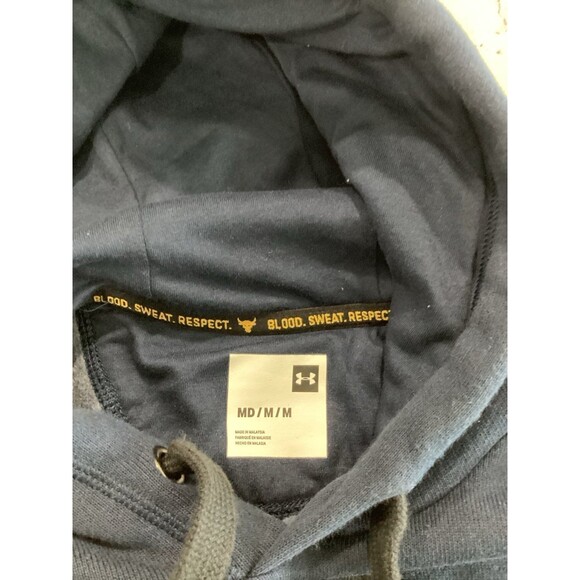 Under Armour Sweatshirt Men’s Size M Color Blue Project Rock Pullover Hoodie - Picture 3 of 9